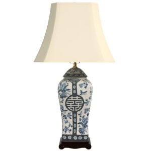 Red Lantern 26" Floral Blue & White Vase Lamp