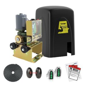 TOPENS LC1100 Automatic Commercial Sliding Gate Opener, Chain Drive Gate Operator for Heavy Driveway Sliding Gate Up to 2800 Pounds, AC Powered with 20ft Roller Chain, 2 Remote Control, Photocell