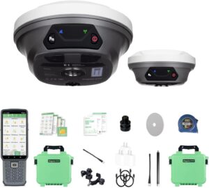 E1 Lite GNSS RTK Surveying Equipment, RTK GNSS GPS with IMU Rover & Base, GPS RTK Handheld Collector with Software, 1cm Accuracy, 1408 Channels, 60° Tilt Survey, 5km UHF Range