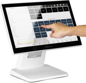 Volcora 15.6" Touch Screen POS Terminal for Retail & Restaurants – Android 11, Cash Register System, Ideal for Small Businesses, White