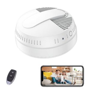 LIZVIE 10000 mAh Smoke Detector Cameras 1080P Wireless Hidden Camera Night Vision/Remote Control/Motion Detection/Real-Time View Security Cameras for Home/Office/Nanny Cam Surveillance Indoor.