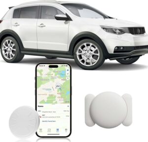 Hongtop H Hidden GPS Tracking Devices, 1PCS Real Time GPS Tracker for Vehicles Work with Find My (iOS Only), Car GPS Tracker with Magnetic Case, No Monthly Fee, No SIM Card Required, White