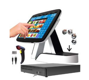 ZHONGJI Cash Register with Built-in Thermal Printer with POS System Software,Cash Drawer,Barcode Scanner (Retail)