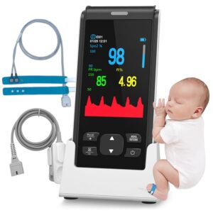 Pulse Oximeter-HOLFENRY Handheld Pulse Oximeter for Baby&Adult,Infant Pulse Oximeter Fingertip Rechargeable with Continuous Monitor&Alarm,FSA/HSA Eligible