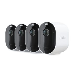 Arlo Pro 5S Spotlight Security Camera 2K HDR | Outdoor | Wireless | Dual-Band Wi-Fi Connects to Strongest Network|12X Zoom, 2-Way Audio, Siren, Color Night Vision,Live Stream(White, 4 Cameras)