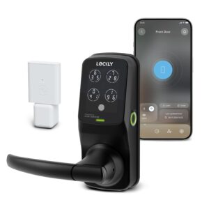 Lockly Secure Pro Smart Lock Wi-Fi, Keyless Entry Digital Keypad Door Lock, 3D Biometric Fingerprint Sensor Front Door Lock with Handle, Voice Control & Auto Lock - Latch Edition