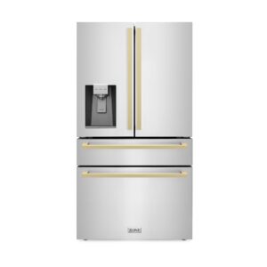 Z Line Kitchen and Bath ZLINE Autograph 36 in. Counter-Depth Refrigerator with Bronze Modern Handles (RFMZ-W-36-FCB)