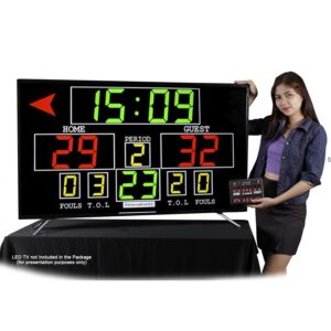 Innovatronix Electronic Basketball Scoreboard - Controller with 8Meters/26Feet & 1Meter/3.28Feet HDMI Cable & DC 5V Power Supply - Used for Basketball, Volleyball, Wrestling and More | TV NOT INCLUDED