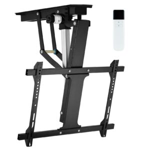 TOPSKY Electric Adjustable Ceiling TV Mount with Remote, Motorized Flip Down Fits for Flat and Pitched Roof and 32 to 70 Inch Flat and Curved Screen TVs (Black)