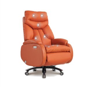Desk Chairs with Wheels,Comfortable Office Chair,Executive Office Chair, Computer Gaming Chairs, Electric Massage Boss Chair Cowhide Office Chairs, Adjustable Chairs, Managerial Chairs & Executive Cha