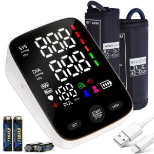EfficVerwal Blood Pressure Monitors for Home Use,2 Size bp Cuff,Extra Large 13"-21"&Medium 8.7"-16.5",2-Users 240 MEM,Accurate Automatic Digital LED bp Monitor (Extra Large)