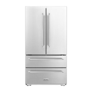 ZLINE 36 in. 22.5 cu. ft. Counter-Depth French Door Refrigerator with Ice Maker in Fingerprint-Resistant Stainless Steel (RFM-36)