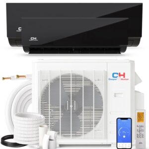 Cooper & Hunter 18,000 BTU Dual 2-Zone 9K + 9K Wall Mount Ductless Mini Split Air Conditioner & Heat Pump – 22.9 SEER2 – 25FT Installation Kits – R-410A Refrigerant Pre-Charged – Inverter – Black