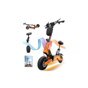 DOF 60V 27AH Electric Scooter for Adults, 5600W Dual Motor Commuter with 50MPH Speed & 40 Miles Range, Dual Brake System, Shock Absorption, 11" Vacuum Off-Road Tires, Folding E-Scooter Detachable Seat