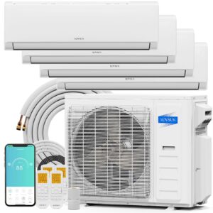 ROVSUN 35000 BTU Quad Zone WIFI Mini Split AC/Heating System, 19 SEER2 4 Zone 9000+9000+9000+9000 BTU Ductless Split Air Conditioner with Pre-Charged Condenser, Heat Pump & 25Ft Line Set, 208-230V