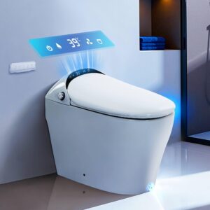 Alphabath Smart Toilet | Tank & pump-assisted | Auto Open/Close/Flush | Heated Seat | Warm Water | Air Dryer | Foot Sensor | Remote Control | ADA Compliant Chair Height | WaterSense&Map Certified