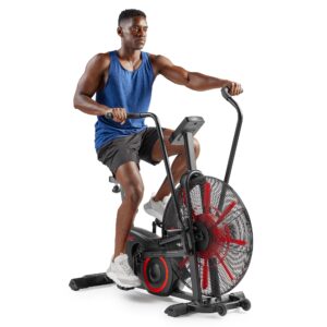 Sunny Health & Fitness Premium Smart Cross Trainer Fan Bike, Air Resistance Cardio Machine with 330LB Capacity for Intense Home Workout , Customizable Monitor with Free SunnyFit App Connection- SF-B223018