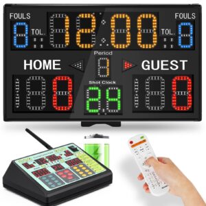 Basketball Scoreboard Football Scoreboard Multisport Scoreboard Battery Powered with Control Panel Outdoor Highlight Basketball Scoreboard for League Wrestling Tournament Soccer