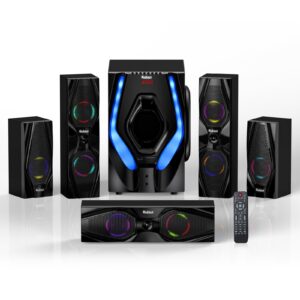 Bobtot Surround Sound Systems Home Theater System - 1200 Watts Peak Power 10" Subwoofer 5.1/2.1 Wired Audio Stereo Speakers Strong Bass with HDMI ARC Optical AUX Bluetooth Input