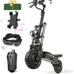 5600W Electric Scooter Adult Dual Motor, Top Speed 50 mph Electric Scooter, Range 56 Miles, 11 Inch Off-Road Escooter Tires, Dual Shock Absorber Sports E-Scooter with Seat Capacity 550 Lbs