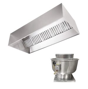 Stainless Steel Commercial Exhaust System - Hood, Fan, & Roof Curb (6' Wall Exhaust)