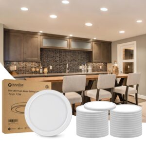 NOVELUX ETL Listed 7 Inch Small LED Flush Mount Light Dimmable,5000k Daylight Ultra Slim Round Flat Panel Ceiling Light Fixture,Modern Ceiling Lamp for Closet,Kitchen, (26 Pack)