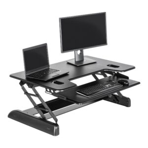 Vari VariDesk Tall 40-2-Tier Adjustable Standing Desk Converter for Dual Monitors with Keyboard Tray - Home Office Accessory - 9 Height Settings, Spring Assisted Lift - Fully Assembled, Black