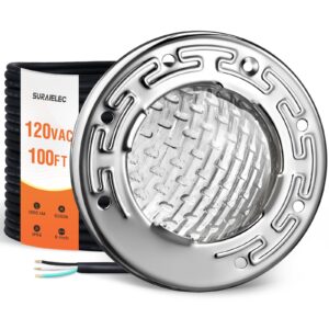 SURAIELEC 6 Inch Small LED Spa Light for Inground Pool, 120V AC 10W Underwater Pool Light, Cool White 6000K, Fits Pentair and Hayward Wet Niches, IP68 Waterproof, 100 FT Cord