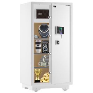【US STOCK】TIGERKING 11.5 Cubic Feet Extra Large Heavy Duty Safe Box, Home Safe with Double Safety Key Lock and Separate Lock Box, Digital safe with 3 Removable Shelf for Home Hotel Office,180lbs