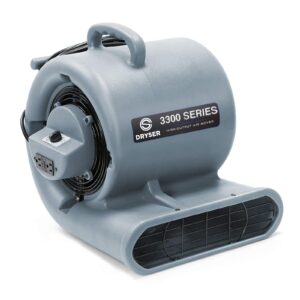Dryser 12pk Air Mover Carpet Dryer 3 Speed 1/3 HP Industrial Floor Fan with 2 GFCI Outlets - Gray Stackable Carpet Drying Fan Blower