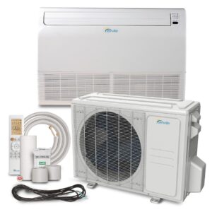 Senville 24000 BTU Floor Console Mini Split AC/Heating System, Floor/Ceiling Mounted, 16 Ft. Install Kit, 208/230V, White