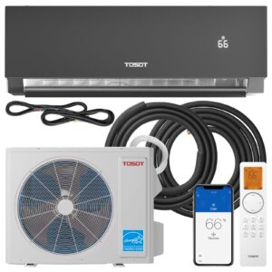 TOSOT 18,000 BTU 24.5 SEER2, ENERGY STAR Mini-Split Air Conditioner and Heating System, Wifi-Enabled Ductless Inverter AC Unit, Supports ERV System Add-On, 208-230V, Aoraki Series, Black