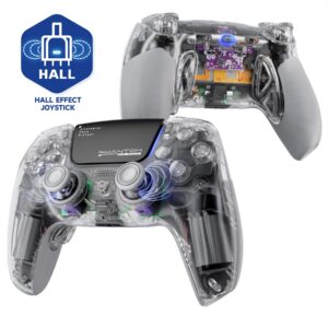 HEXGAMING PHANTOM Pro Controller with 4 Remappable Buttons, 6 Remapping Profiles, 8 Interchangeable Analog Stick, and Adjustable Triggers Compatible with ps5, PC, Mobile - Hall Effect Explorer Edition