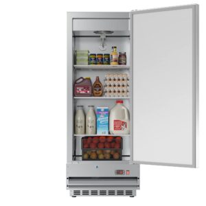 KoolMore RIR-1D-SS12C Commercial Stainless-Steel Reach-in Refrigerator with One Door Access for Restaurant, Cafe, and Cold Food Storage, Large 12 Cu. Ft. Capacity, Heavy Duty Kitchen Use, 1, Silver