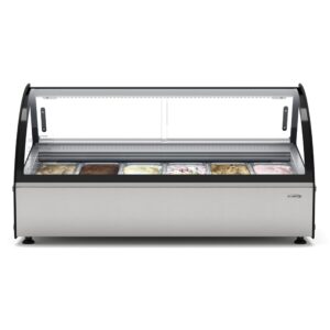 KoolMore KM-CGD-6P 46 in. Countertop Gelato Display Case with 6 Pans and Built-in Glass Sneeze Guard in Stainless-Steel