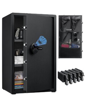 Jinxnobi Large Biometric Security Home Safe,3.16 Cubic Feet,Quick Access Unlock with Fingerprint/Keypad/Key, Smart Biometric Gun Safe Box for handgun,pistols,valuables