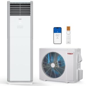 TOSOT 34,000 BTU Floor Standing Split Air Conditioner, Up to 1,150 CFM Airflow, 230V, Cooling and Heating, Built-In WiFi Control, Energy-Saving for Light Commercial & Residential Use, Cosmo Series