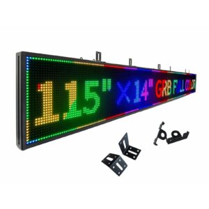 P10 LED Programmable Advertising Sign, High Brightnes Outdoor Digital Sign Waterproof, WiFi Control LED Open Signs for Business, Electronic Message Display Board 115"X14"
