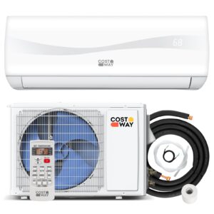 COSTWAY 18000BTU Mini Split Air Conditioner& Heater, 19 SEER2 208-230V Wall-Mounted Ductless AC Unit Cools Rooms up to 1250 Sq. Ft, Energy Efficient Inverter AC w/Heat Pump (Blast Series)