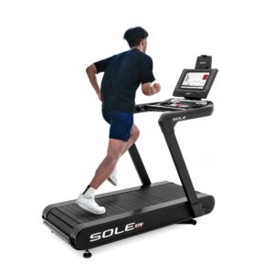 Treadmill Exercise Machine by Sole Fitness, Home Workout Equipment for Low-Impact Cardio, Slat Belt Design for Realistic Running Experience, Touch Screen, and Bluetooth (Sole ST90)