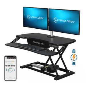 VERSADESK® PowerPro Elite 36” - Electric Adjustable Desk Converter with Programmable Controller and USB Hub. Mobile App Controllable. Removable Keyboard Tray - Powerful Riser Lifts 80 lbs – Black