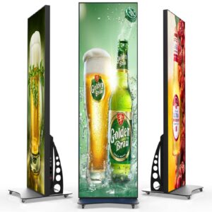 HD 78x25 Inch Floor-Standing Vertical Poster LED Display,P3 Indoor Movable Advertising Led Screen with WiFi + USB Programmable Digital Signage