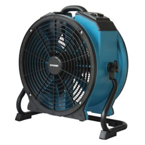 XPOWER X-47ATR 1/3 HP Sealed Motor Axial Air Mover Fan - with Variable Speed Control, 3 Hour Timer - Blue (28 Fans)