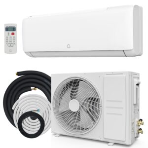 9,000 BTU Mini Split AC & Heat Pump, 18.5 SEER WiFi Ductless System, 450 Sq.Ft Coverage, 23dB Ultra Quiet, 5-In-1 Modes w/Heat/Cool/Dry (230V, Includes Full Installation Kit)