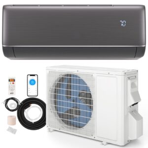 SIMOE 12,000 BTU Mini Split AC/Heating System, Works with Alexa and Wifi, Ductless Air Conditioner Cool Up to 750 Sq.Ft, 22 SEER2, Inverter Wall AC Unit with Pre-Charged Heat Pump & Installation Kits