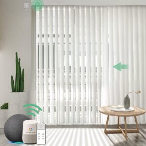 Yoolax Motorized Vertical Blind, Smart Blackout Sliding Door Shades, Blinds for Sliding Glass Doors with Voice Control, Compatible with Alexa Google Home, APP Control, Custom Size, White