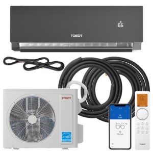 TOSOT 12,000 BTU 24.5 SEER2, ENERGY STAR Mini-Split Air Conditioner and Heating System, Wifi-Enabled Ductless Inverter AC Unit, Supports ERV System Add-On, 208-230V, Aoraki Series, Black