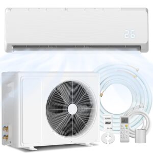 18000 BTU Mini Split AC/Heating System, 19 SEER2 230V Energy Efficient Ductless Inverter AC Unit Cools Room Up to 1250 Sq.Ft, Remote Control with Pre-Charged Condenser, Heat Pump & Installation Kits