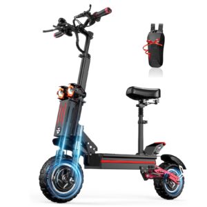 Electric Scooter Adult Dual Drive 11inch All-Terrain Off Road Scooter 5600W Dual Motor 50 Miles per Hour Foldable Fast Mobility Scooter Maximum Load 800 pounds, 45 Miles Electric Scooter with seat