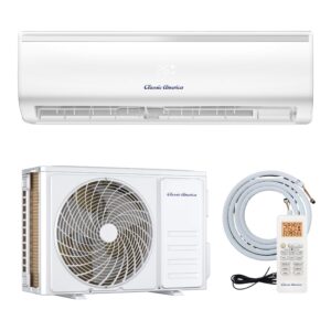 Classic America 12000 BTU Mini Split AC & Heat Pump, WiFi/Alexa Enabled, 600 Sq Ft Coverage, Inverter Tech, 19 SEER2, 120V, Ductless System